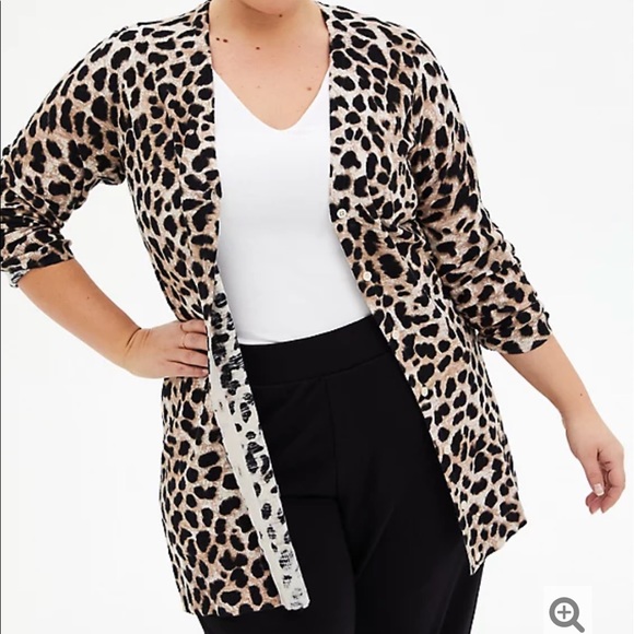 NWT Torrid Leopard Slub Boyfriend Cardigan 5X - Picture 2 of 7